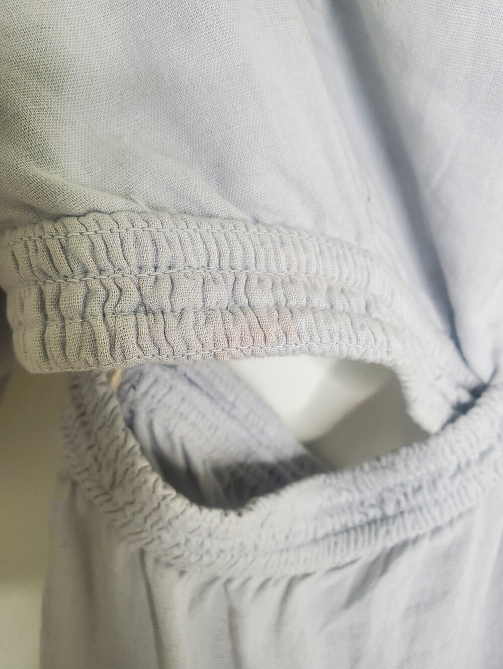 Free People Cross Of Sunlight Gray Linen Smocked Cut Out Tiered Mini Dress - Picture 12 of 12